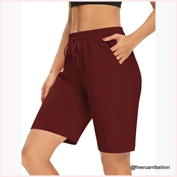 Loose Fit Yoga Shorts with Drawstring and 3 Pockets for Lounge and Active Wear - Picture 3 of 7